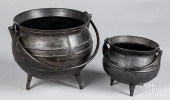 TWO CAST IRON GYPSY KETTLES, 1