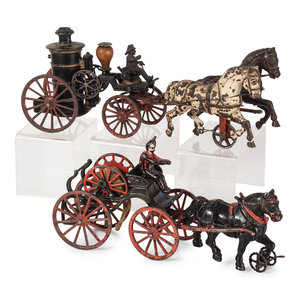Two Cast Iron Horse Drawn Fire