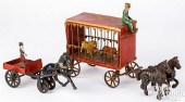 TWO CAST IRON HORSE DRAWN WAGO