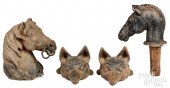 TWO CAST IRON HORSE HEAD HITCH