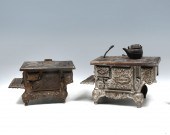 TWO CAST IRON MINIATURE STOVES