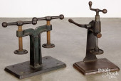TWO CAST IRON PRESSES, CA. 190