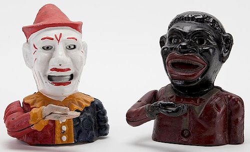 TWO CAST IRON REPRODUCTION TOY