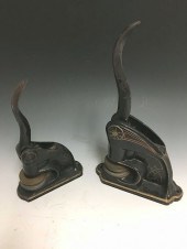 TWO CAST IRON STAMP PRESSES -