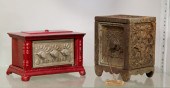 TWO CAST IRON STILL BANKS.  Am