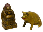 TWO CAST IRON STILL BANKS BY A