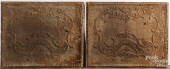 TWO CAST IRON STOVE PLATES<br>