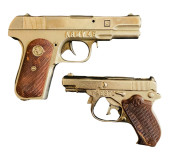 TWO CAST IRON TOY CAP PISTOLS