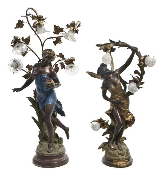 Two Cast Metal Figural Newell