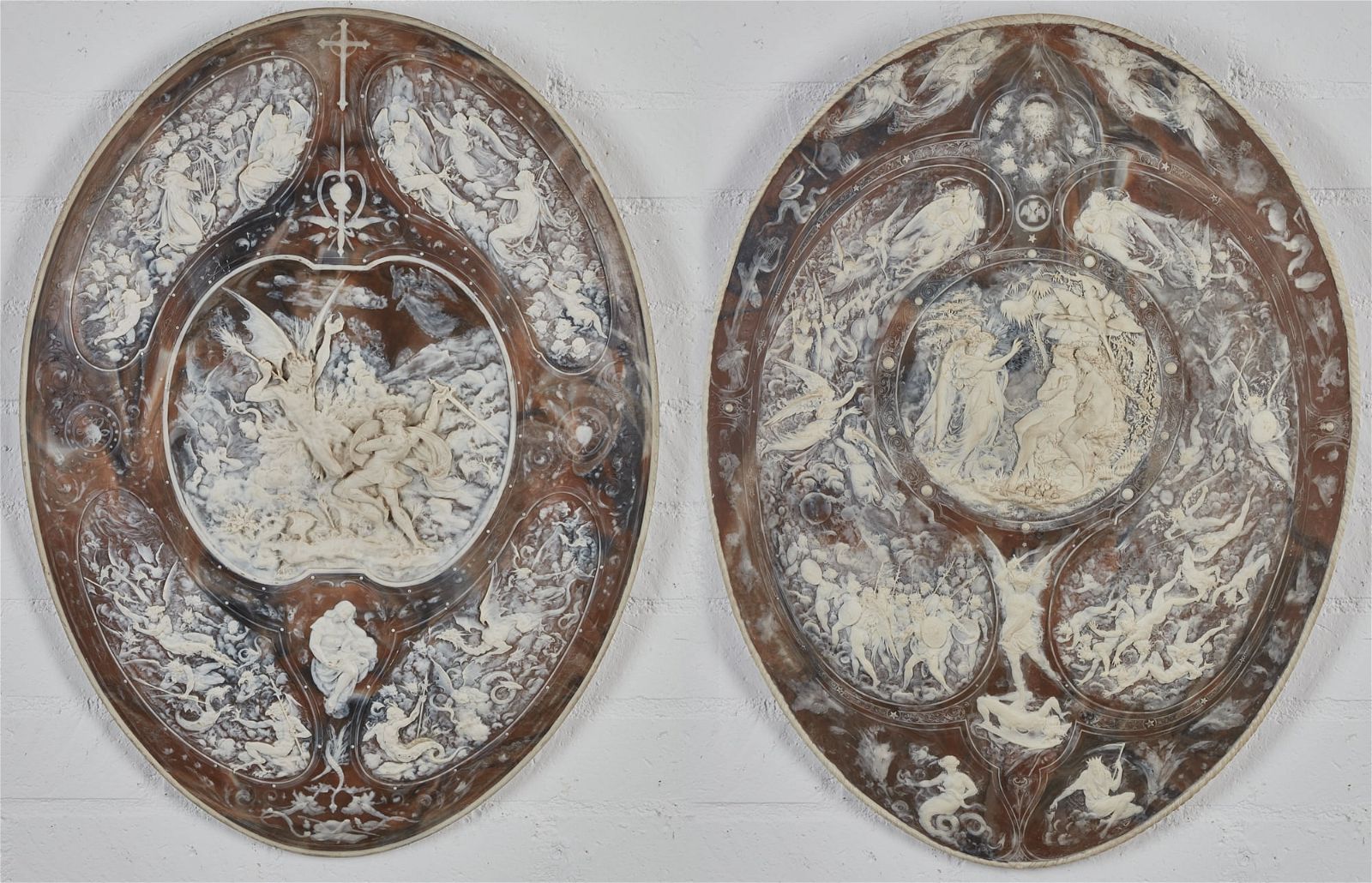 TWO CAST RESIN PLAQUES MILTONS &