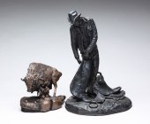 TWO CAST RESIN SCULPTURES. Ame
