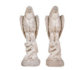 TWO CAST STONE EAGLES<br>Two c