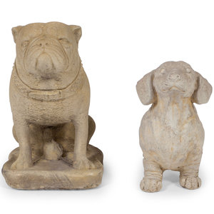 Two Cast Stone Figures of Dogs 20TH