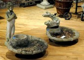 TWO CAST STONE GARDEN FOUNTAIN
