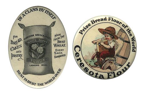 TWO CELLULOID FLOUR POCKET