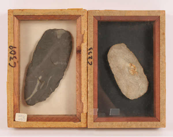 Two celts; slate celt from PA, 6