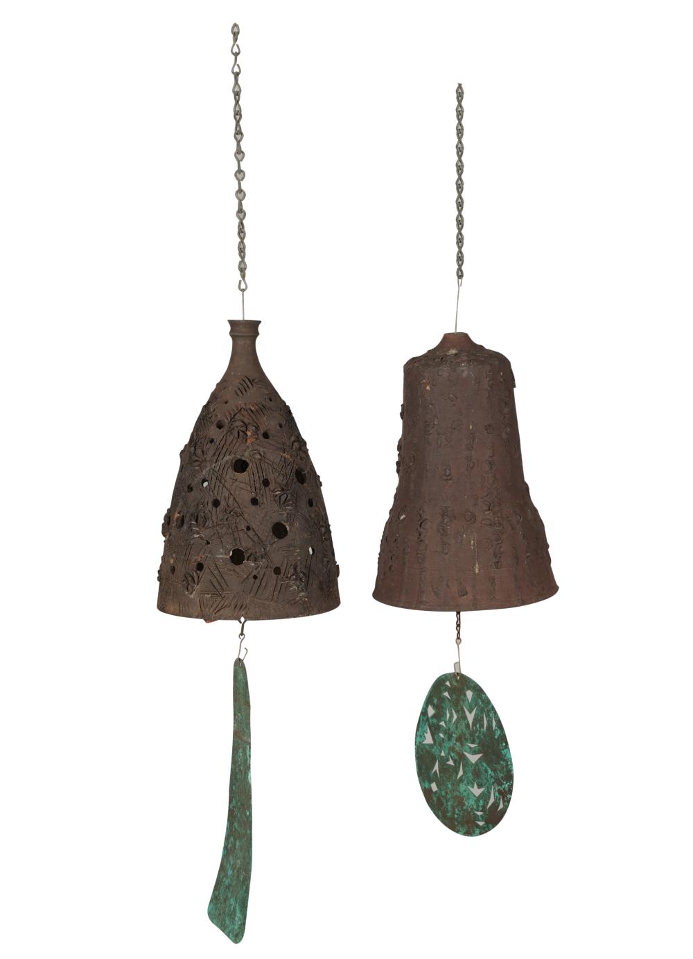 TWO CERAMIC AND METAL WIND