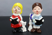 TWO CERAMIC CHRISTMAS CAROLERS
