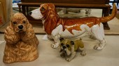 TWO CERAMIC FIGURES OF DOGS AN