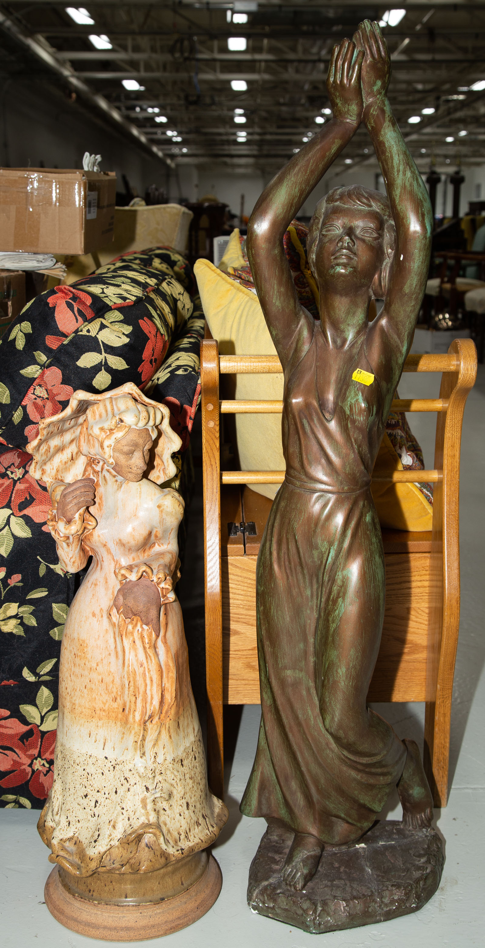 TWO CERAMIC FIGURES OF WOMEN