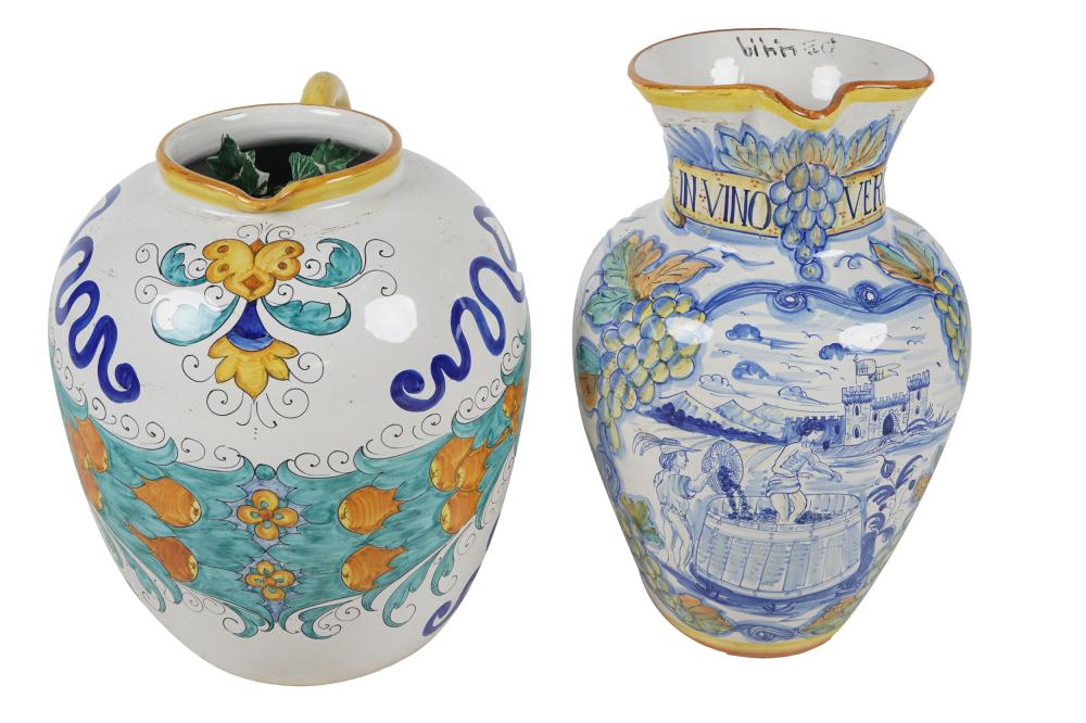 TWO CERAMIC ITALIAN PLANTERSin
