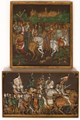 Two ceramic plaques by D H Morton