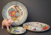 TWO CERAMIC PLATTERS, A PLATE