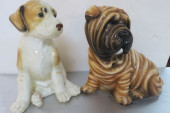 TWO CERAMIC PUPPY DOG FIGURINE