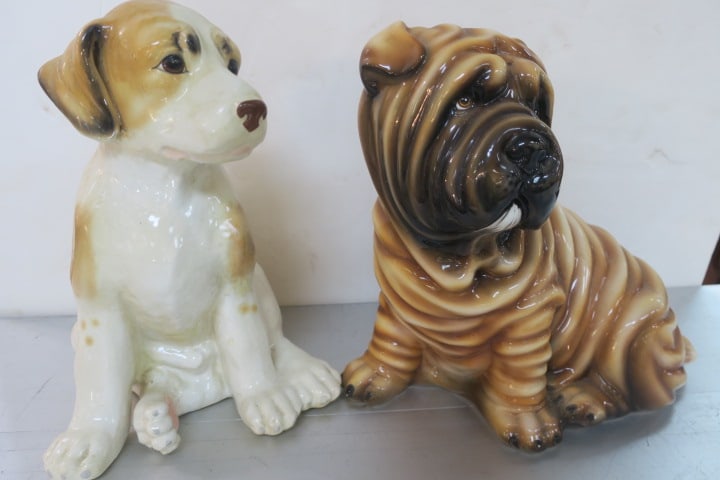 TWO CERAMIC PUPPY DOG