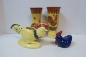 TWO CERAMIC ROOSTER VASES, PLA