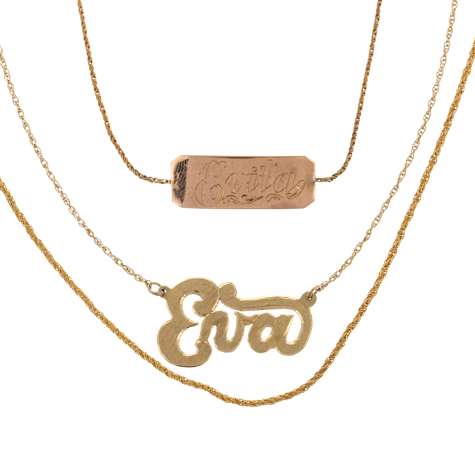 TWO CHAIN NECKLACES & ONE CHAIN