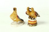 TWO CHALKWARE BIRDS.  American
