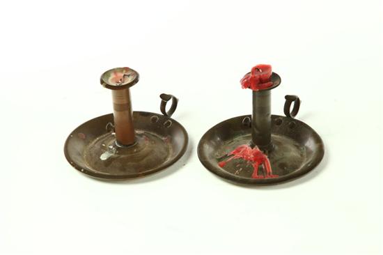 TWO CHAMBERSTICKS.  American  mid