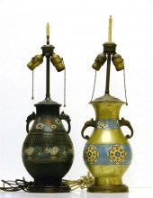 Two Champlev lamps  both with