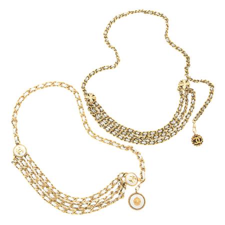 Two Chanel Chain Link and Leather