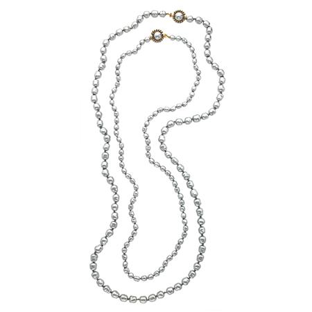 Two Chanel Gray Faux Baroque