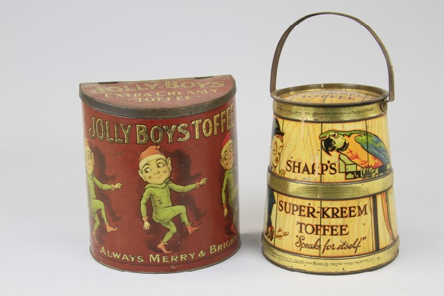 TWO CHARACTER TOFFEE TINS