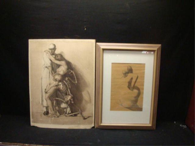 Two Charcoal Drawings: Doctor,