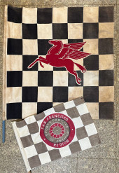 TWO CHECKERED RACE FLAGS - MOB