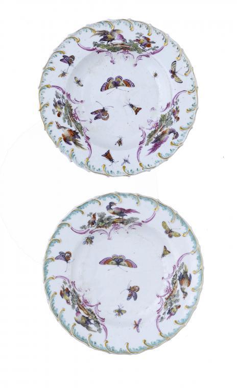 TWO CHELSEA PLATES painted in