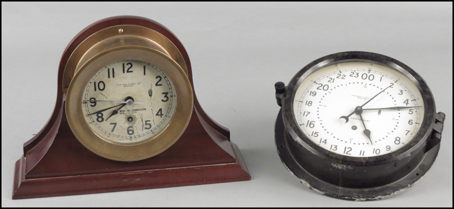 TWO CHELSEA SHIPS CLOCKS.