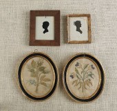 Two chenille floral needlework