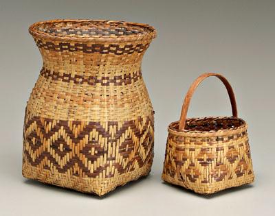 Two Cherokee river cane baskets:
