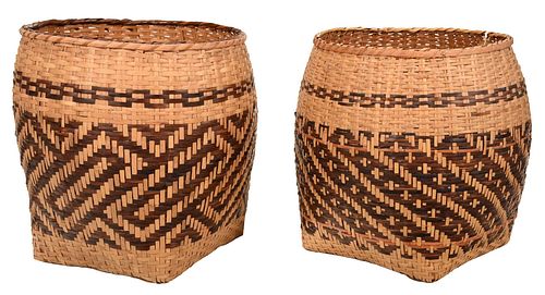 TWO CHEROKEE WOVEN RIVER CANE WASTE