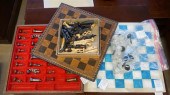 TWO CHESS SETS; ONE WITH STAIN