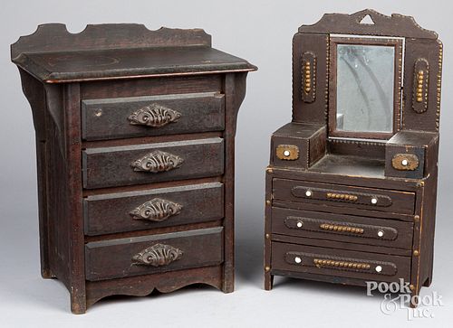TWO CHILDREN'S DOLL CHEST OF