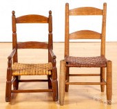 TWO CHILD'S LADDERBACK CHAIRS,