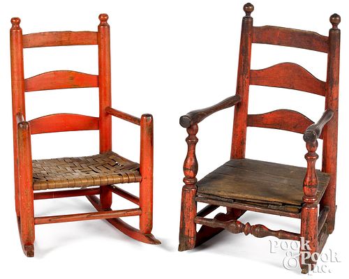 TWO CHILD'S PAINTED LADDERBACK