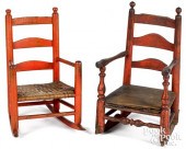 TWO CHILD'S PAINTED LADDERBACK