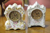 TWO CHINA MANTLE CLOCKS.  Amer